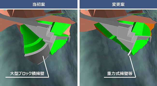 ダム工事用道路詳細設計内の3次元モデル作成